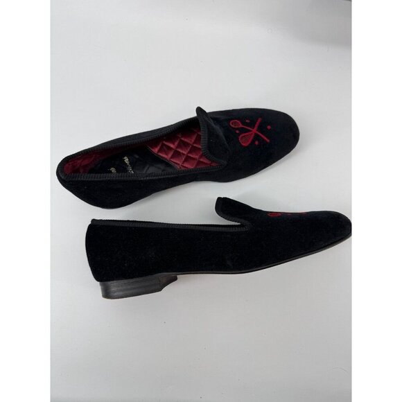 Mens Club Created Hand Made England Black Velvet Quilted Lining Slipper Shoes 8